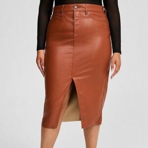 Torrid Sequoia midi faux leather front slit skirt